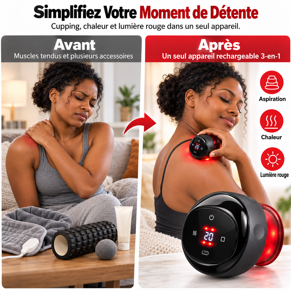 Masseur à Ventouses Électrique Intelligent 3-en-1