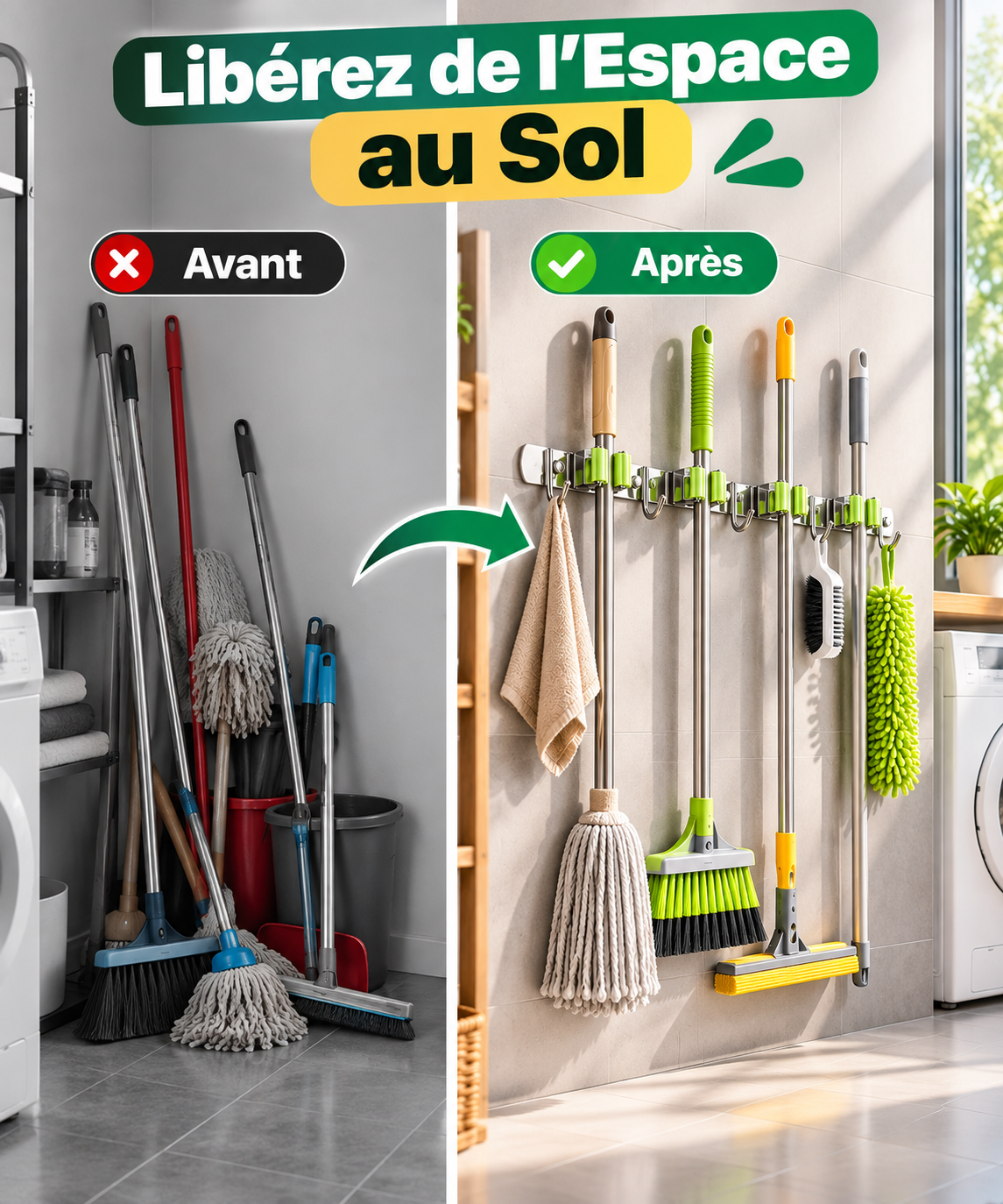 Organisateur Mural pour Balais & Accessoires