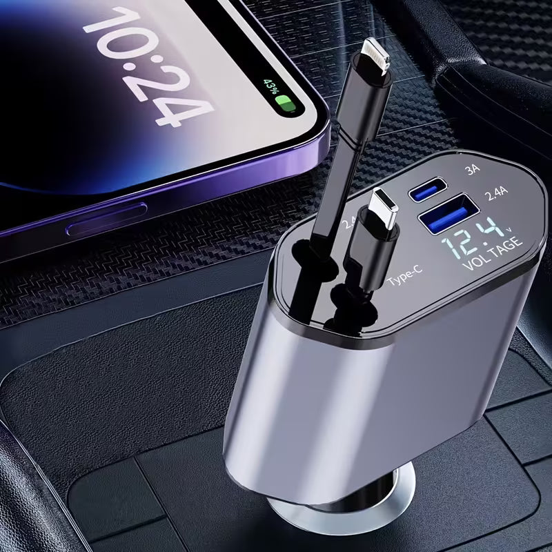 Chargeur Voiture USB Rapide 4 Ports - Charge Rapide 12V avec Affichage LED