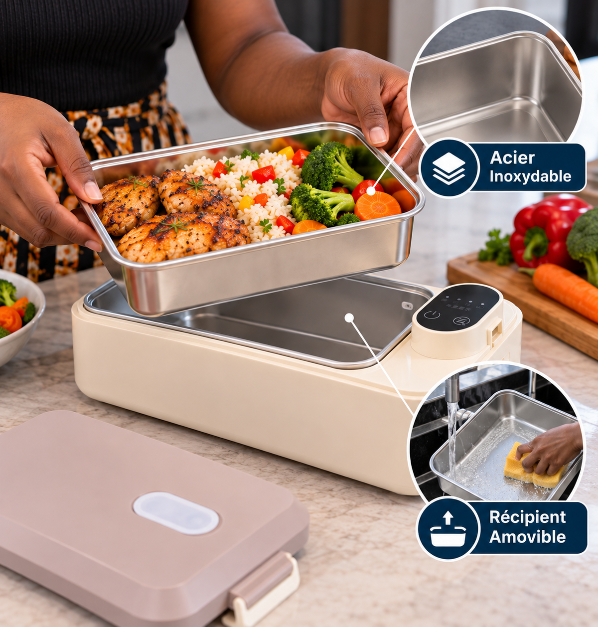 Lunch Box Électrique Chauffante Rechargeable