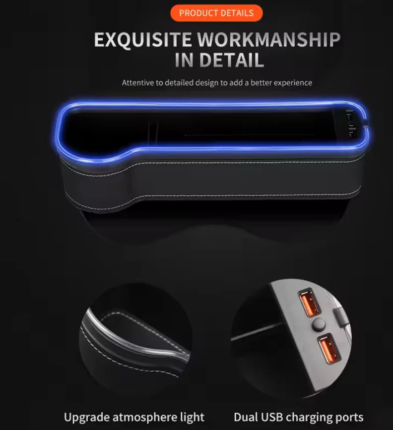 Pack de 2 Boîte de Rangement pour Voiture avec Double Port USB