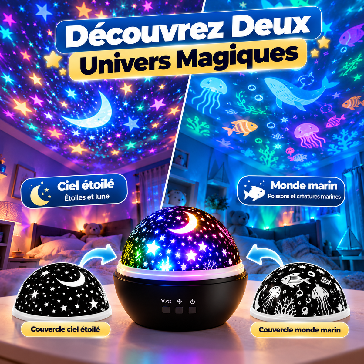 đ Projecteur Veilleuse LED Ciel ĂtoilĂ© 360° âš