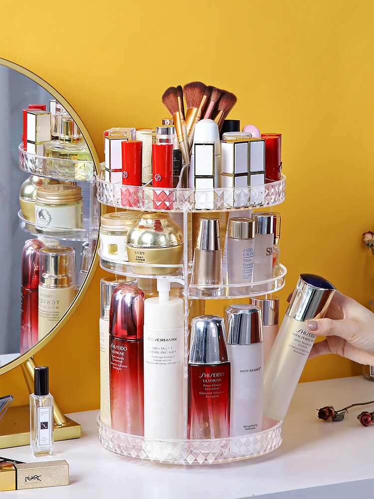 Organiseur de Maquillage Rotatif 360° | Boîte de Rangement Cosmétiques Acrylique