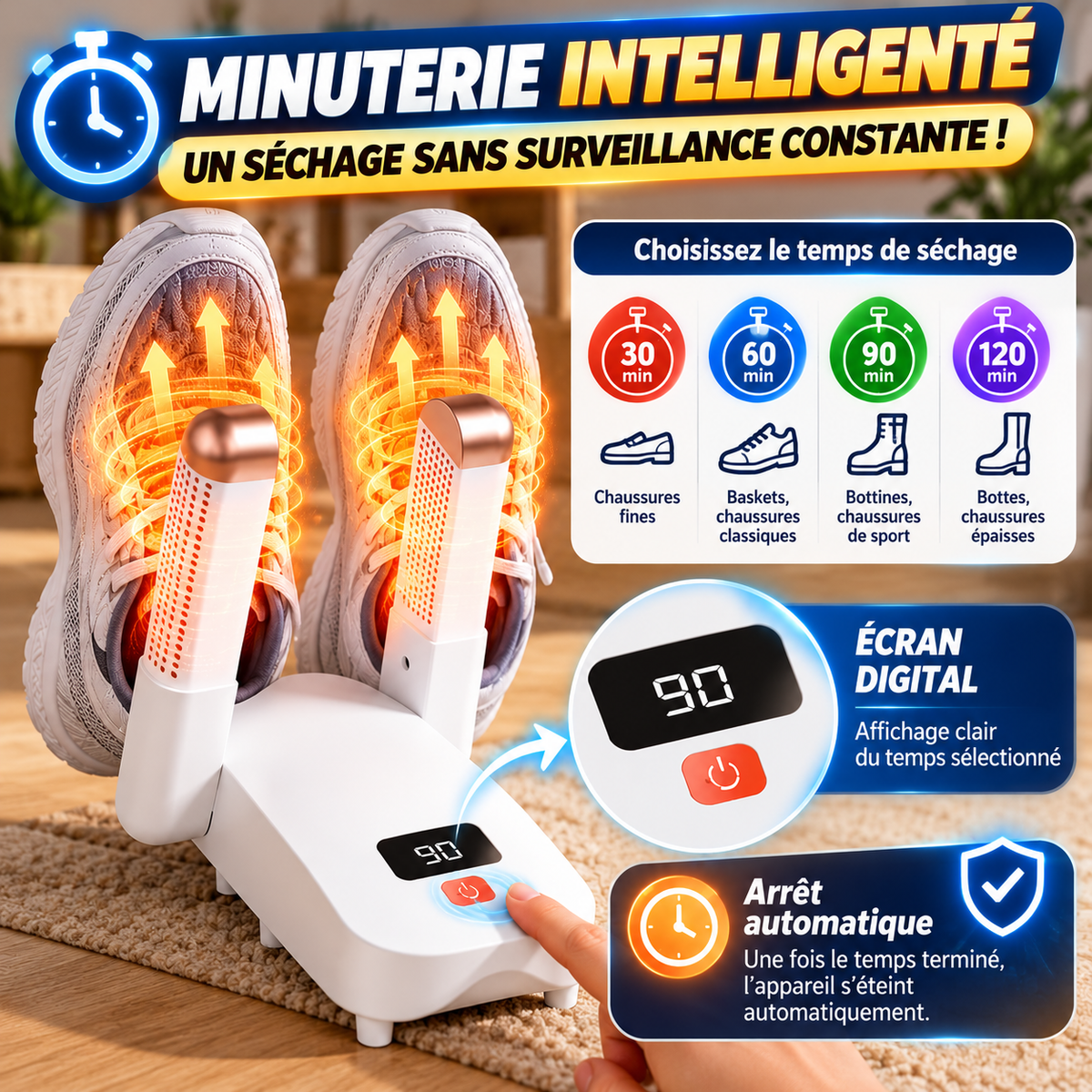 👟 Sèche-Chaussures Intelligent – Des Chaussures Sèches, Fraîches et Confortables !