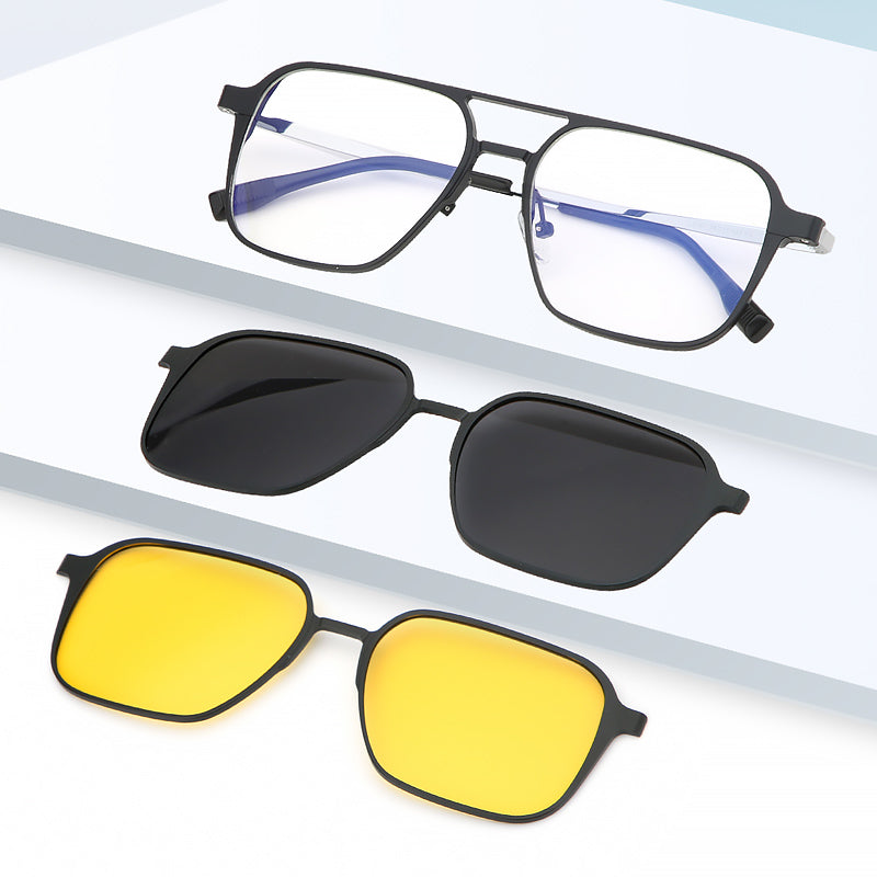 OptiGlow™ Lunettes Magnétiques 3 en 1 — Anti-Lumière Bleue + Soleil + Vision Nocturne