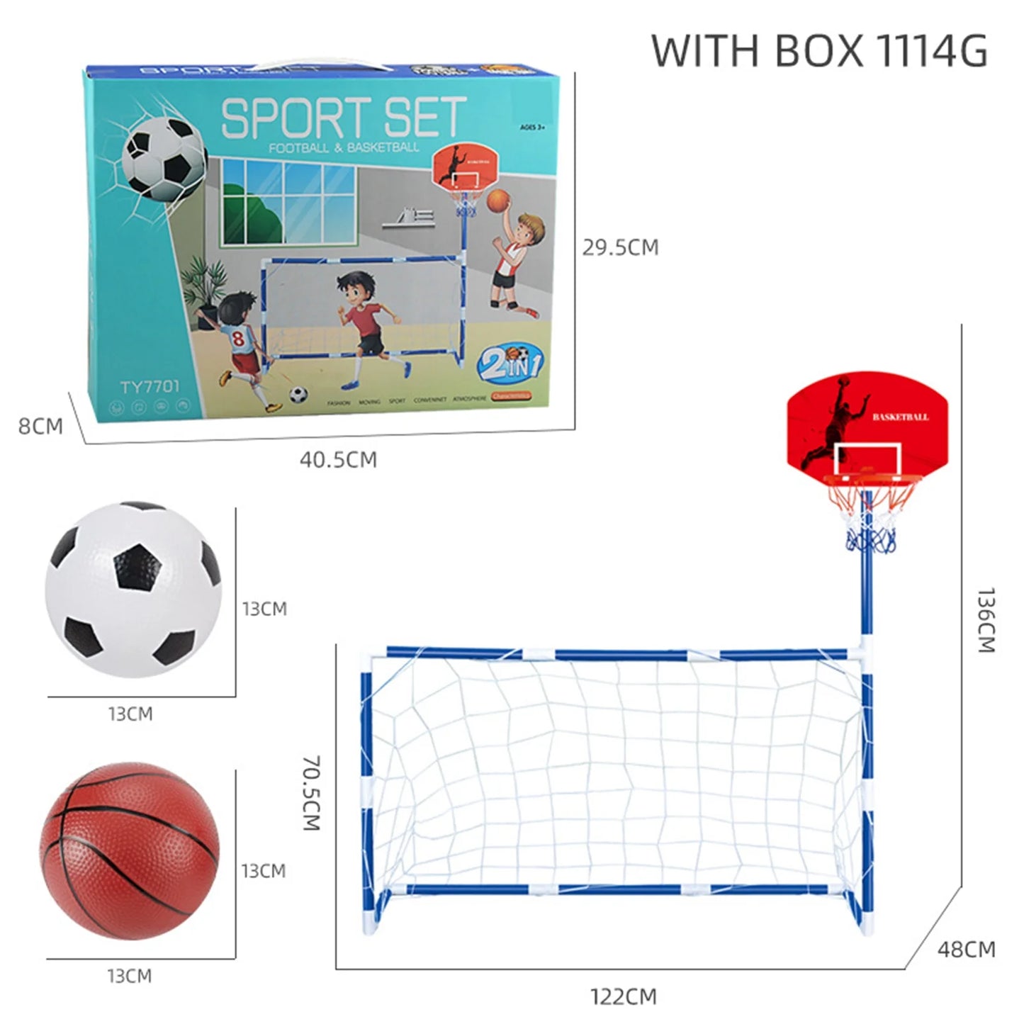 Set 2-en-1 Basketball et Football pour Enfants