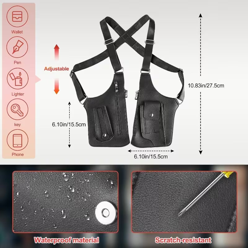 Holster® Gilet pour Homme  Multipoches en Cuir