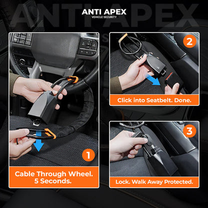 ANTI APEX® Antivol de Volant Professionnel - Sécurité Véhicule N°1 Recommandée par la Police