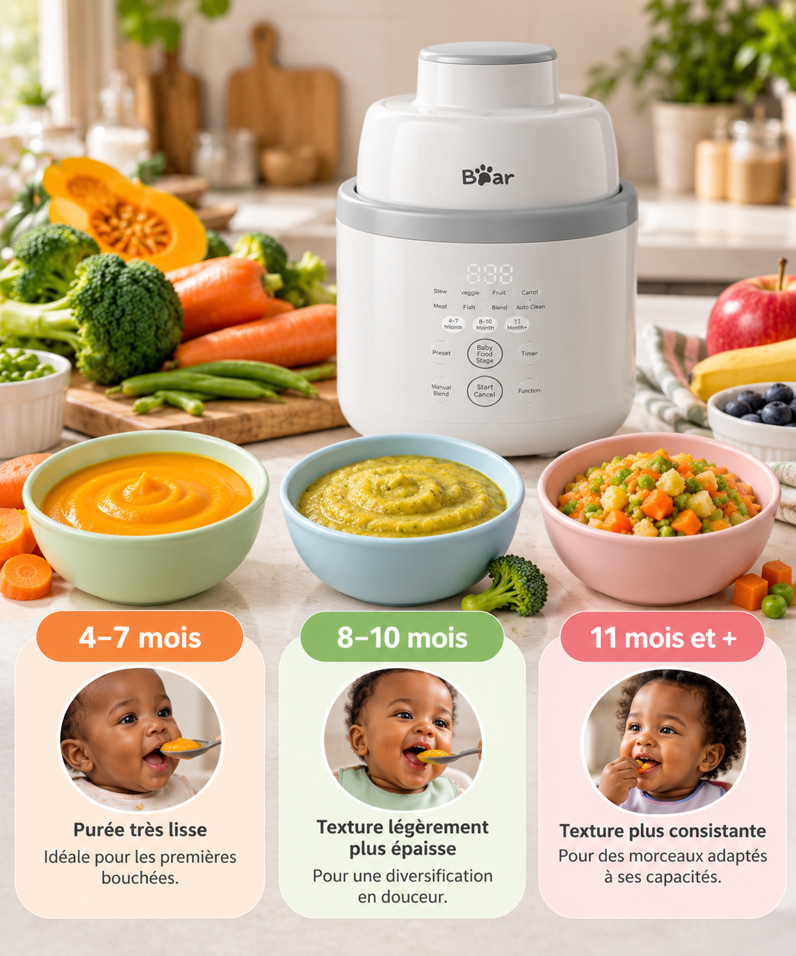 🥣 ROBOT CUISEUR MIXEUR POUR BÉBÉ  |  Des repas maison adaptés à votre bébé.