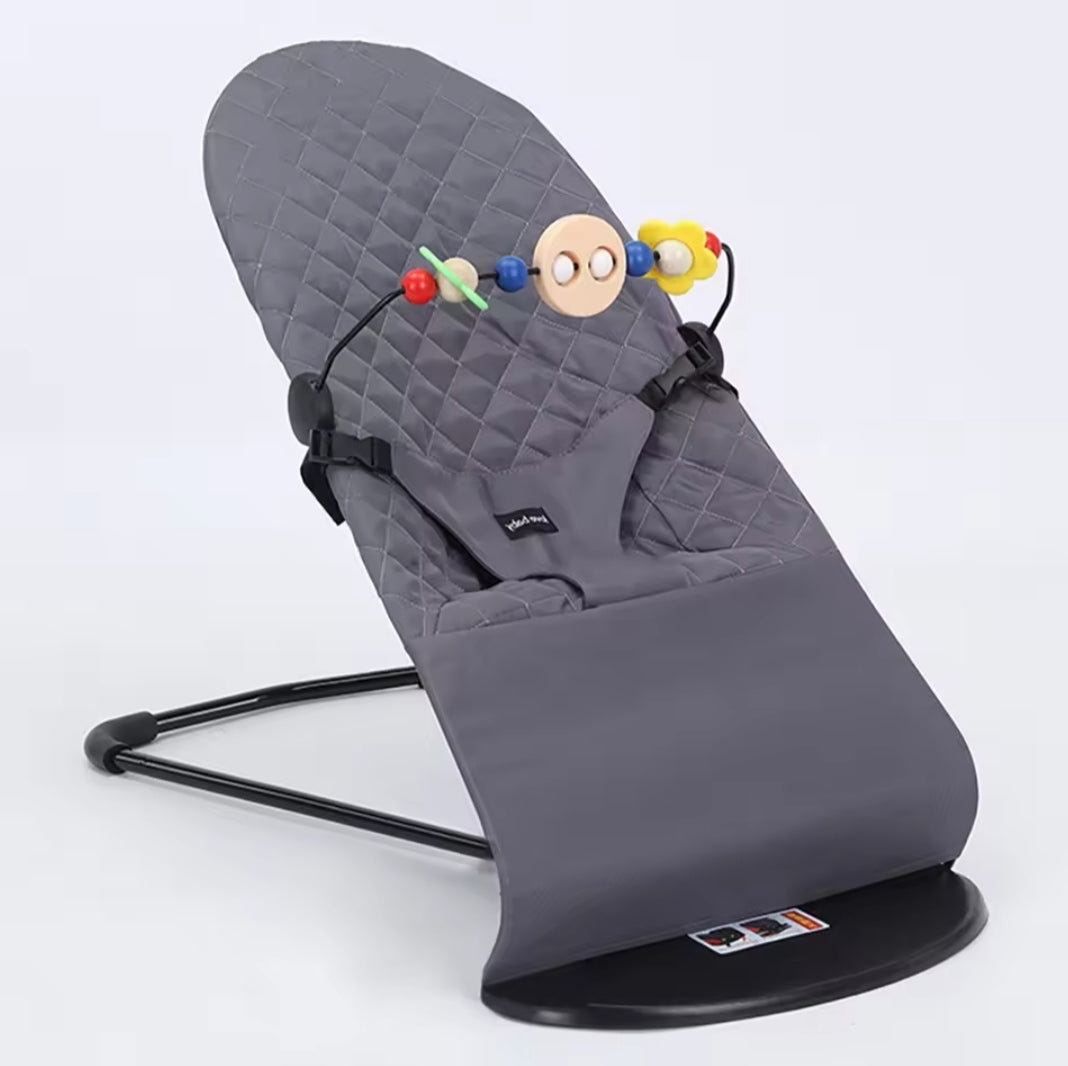 Chaise Berçante Pliable Portable pour Bébé – Transat avec Jouet Détachable & Tissu Lavable