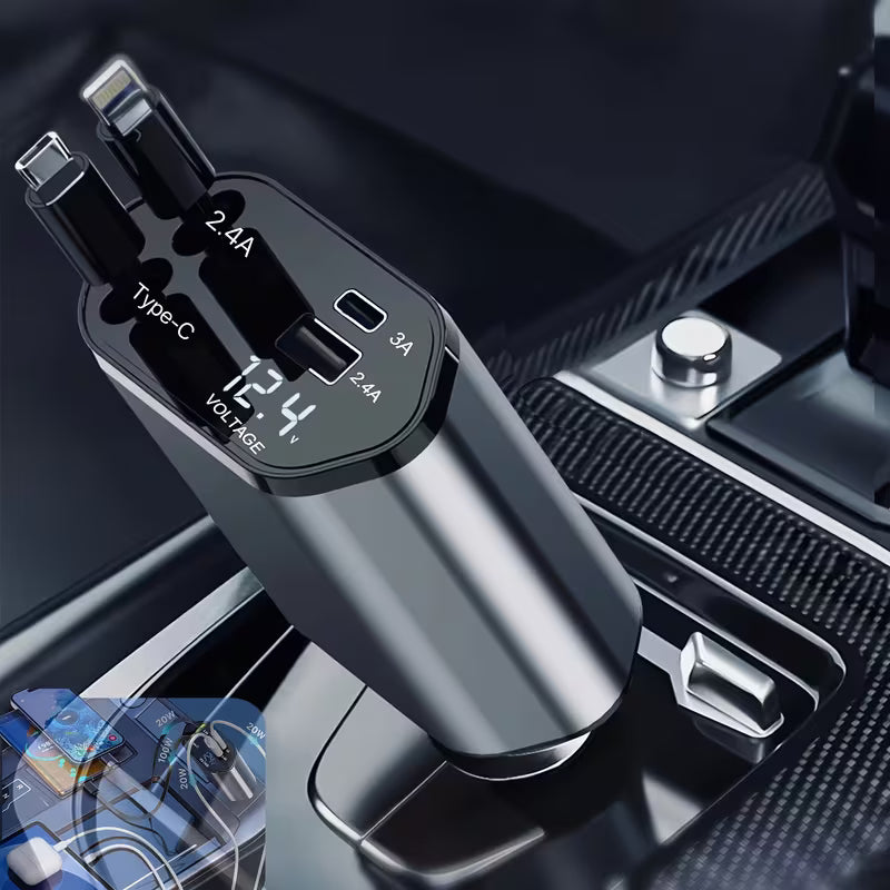 Chargeur Voiture USB Rapide 4 Ports - Charge Rapide 12V avec Affichage LED