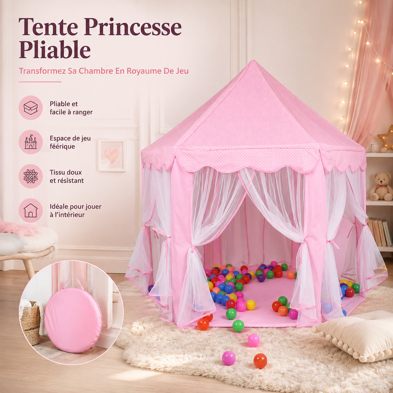 Tente Princesse Pliable | Transformez Sa Chambre En Royaume En Quelques Secondes