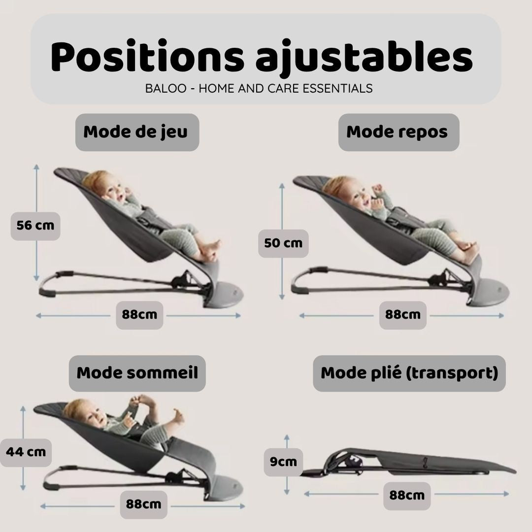 Chaise Berçante Pliable Portable pour Bébé – Transat avec Jouet Détachable & Tissu Lavable