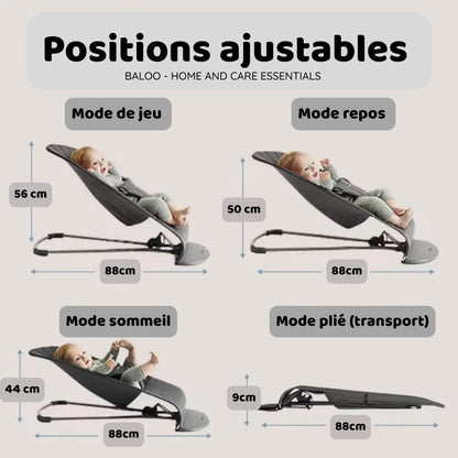 Chaise Berçante Pliable Portable pour Bébé – Transat avec Jouet Détachable & Tissu Lavable