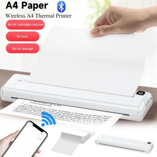 Imprimante Thermique Portable Sans Fil  Bluetooth A4 Pour Android, iOS & PC