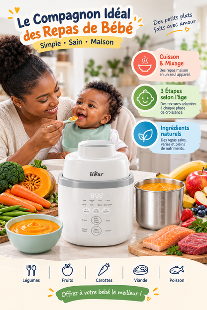 🥣 ROBOT CUISEUR MIXEUR POUR BÉBÉ  |  Des repas maison adaptés à votre bébé.