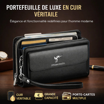FENGBAODAISHU® Portefeuille de Luxe en Cuir Véritable – Élégance pour l'Homme Moderne