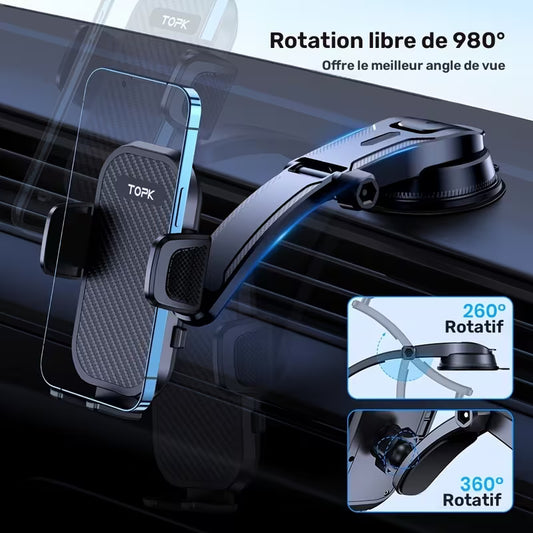 TOPK® Support de Téléphone - Universel Rotatif 360°