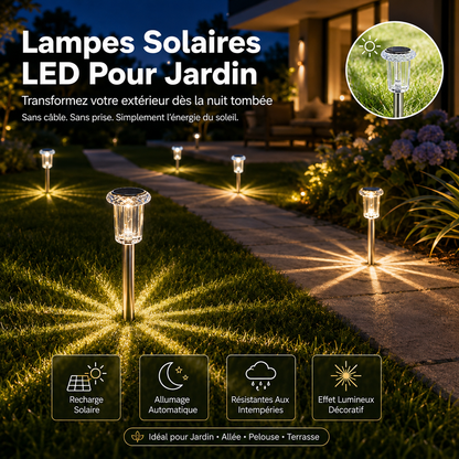Lampes Solaires LED 3000K | Illuminez Votre Jardin Sans Câbles Ni Électricité