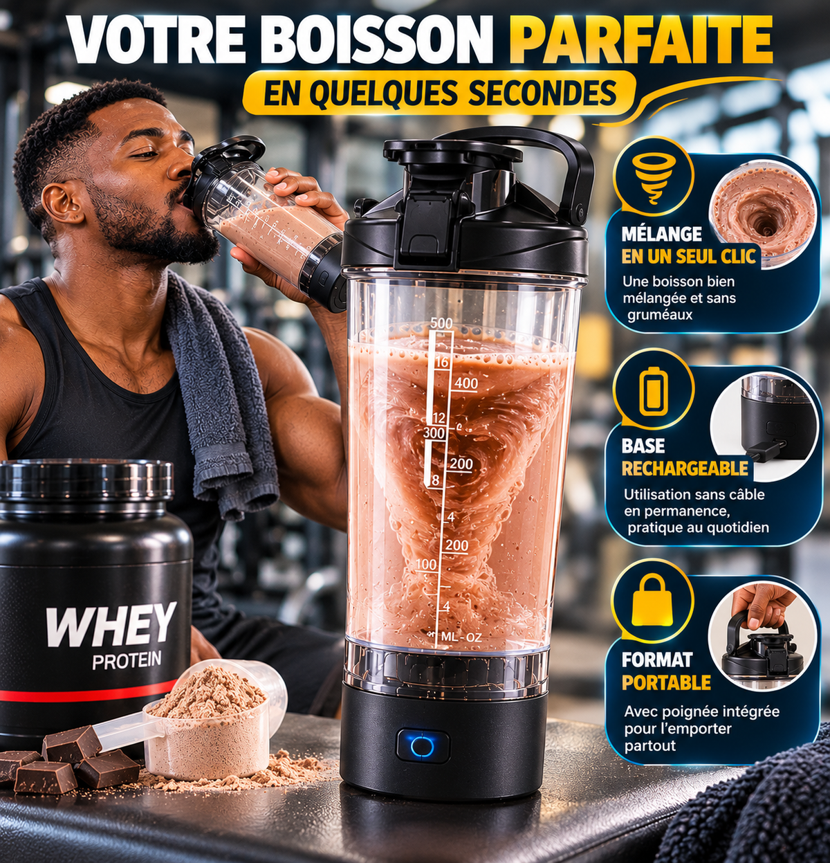 Shaker Électrique Portable à Mélange Automatique