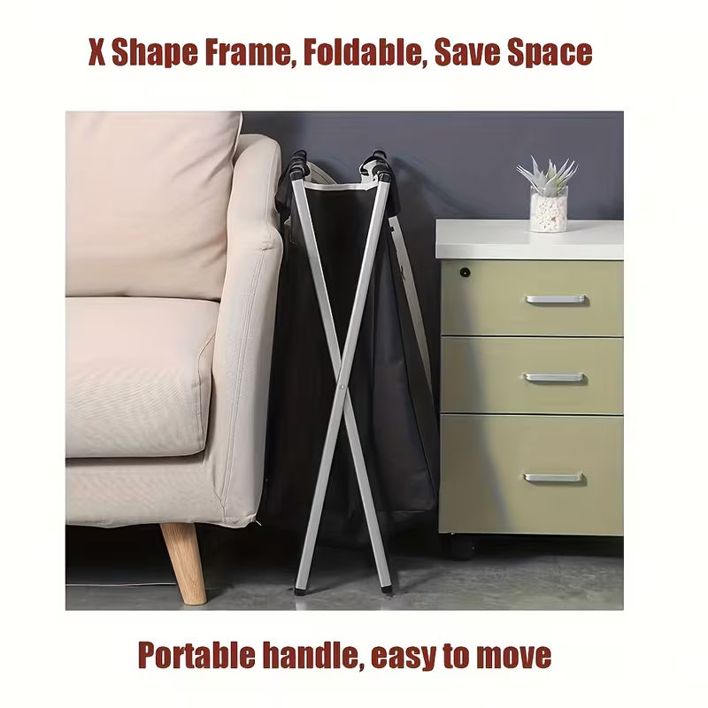 Panier à Linge Pliable 3 Sections - Organisateur de Vêtements avec Cadre en Aluminium