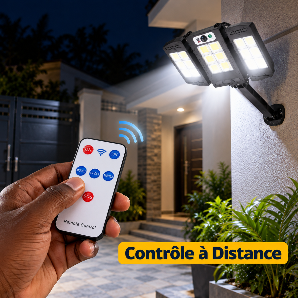 Projecteur Solaire LED Extérieur à 3 Panneaux Orientables