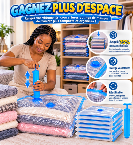 Sacs de Rangement Sous Vide – Kit 5 Pièces avec Pompe