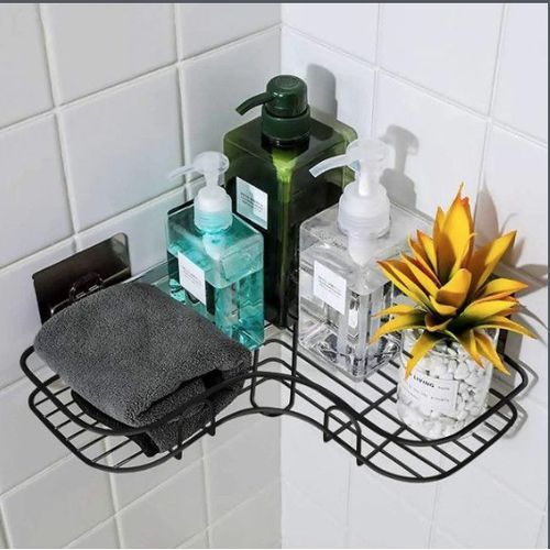 Support d’Angle de Rangement Mural Moderne en Métal Autocollant