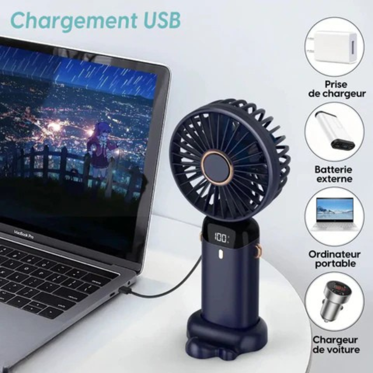 MiniFan™ Mini Ventilateur LED Portable Pliable – Fraîcheur, Fonctionnalité et Mobilité