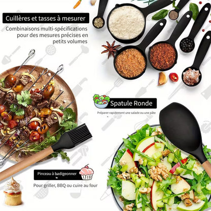 Ensemble Cuisine 19 Pièces – Résistant à la Chaleur et Respectueux de Vos Poêles