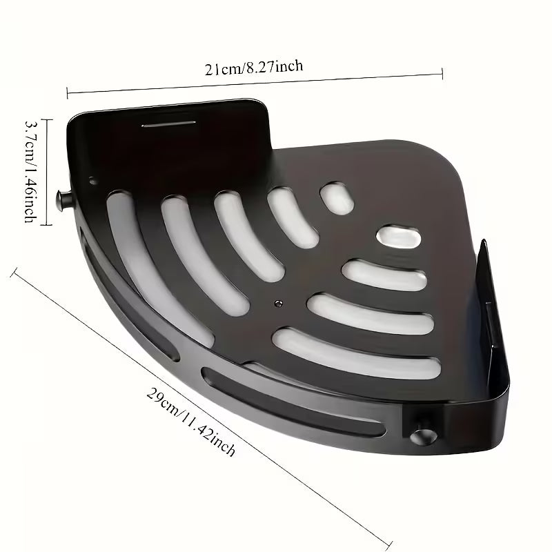 AquaNest ™  Étagère de Douche en Coin Noire – Installation Sans Perçage & Gain d’Espace (2pcs)
