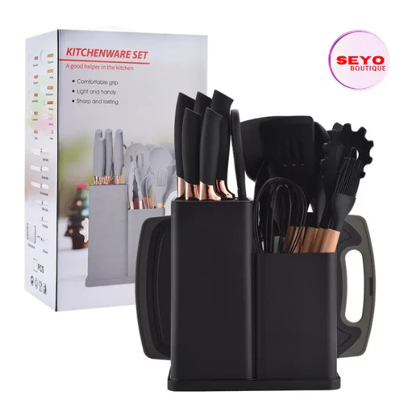 Ensemble Cuisine 19 Pièces – Résistant à la Chaleur et Respectueux de Vos Poêles