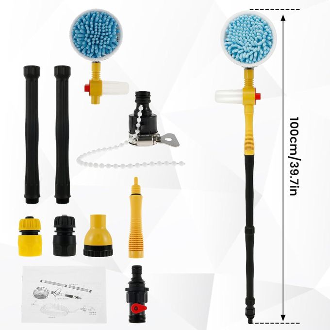 AquaBrush™ Brosse Rotative Pour Lavage Auto | Mousse Intégrée, Sans Électricité