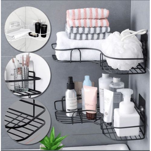 Support d’Angle de Rangement Mural Moderne en Métal Autocollant