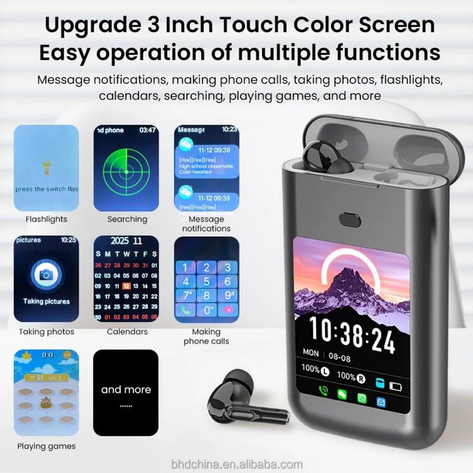 ChargePods™ Pro – Écouteurs Bluetooth 3-en-1 avec Powerbank 8000mAh, Écran LCD & Lampe Torche