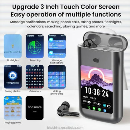 ChargePods™ Pro – Écouteurs Bluetooth 3-en-1 avec Powerbank 8000mAh, Écran LCD & Lampe Torche