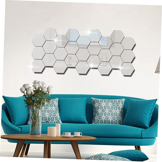 Miroirs Hexagonaux autocollants pour Mur, 12 Pièces