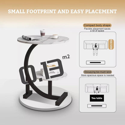 Decoria Luxe® Table d’Appoint Ronde à Deux Niveaux : Design Chic et Rangement Intelligent