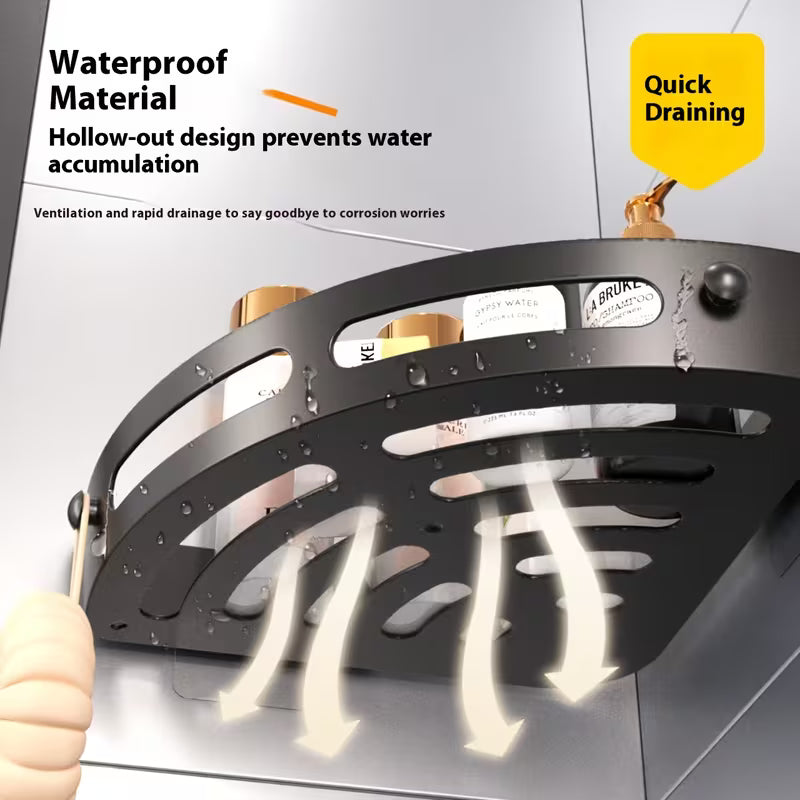 AquaNest ™  Étagère de Douche en Coin Noire – Installation Sans Perçage & Gain d’Espace (2pcs)