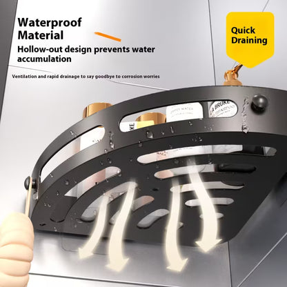 AquaNest ™  Étagère de Douche en Coin Noire – Installation Sans Perçage & Gain d’Espace (2pcs)