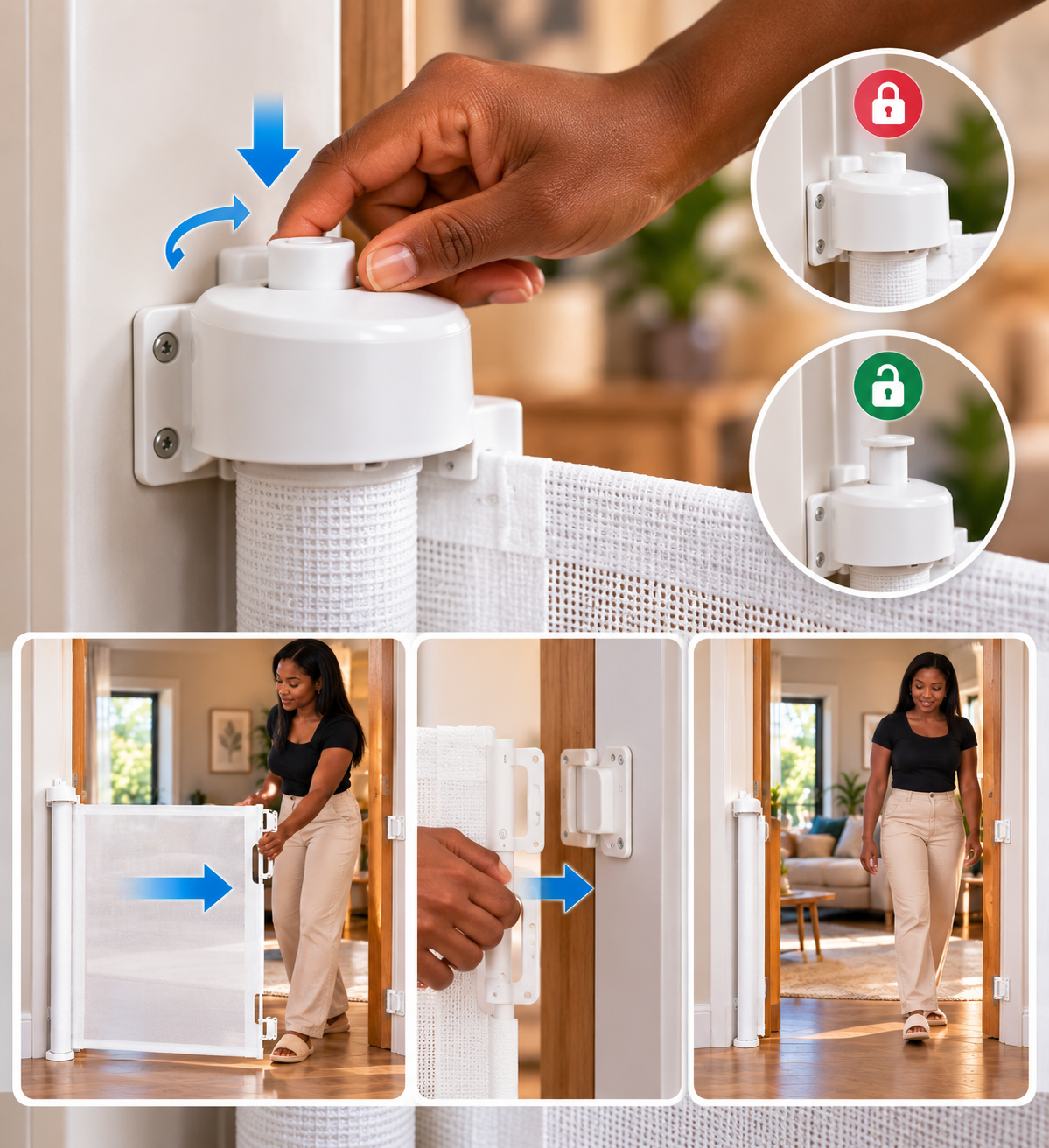 Barrière de Sécurité Rétractable pour Enfants & Animaux
