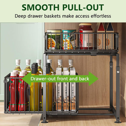 SpaceNet™ Organisateur d'Armoire 2 Niveaux avec Tiroirs Coulissants – Gain d’Espace Intelligent