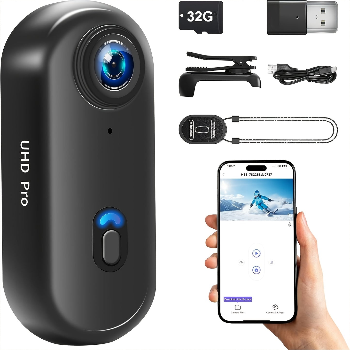 NEXORA™ Mini Caméra 4K Mains Libres pour Filmer Votre Quotidien