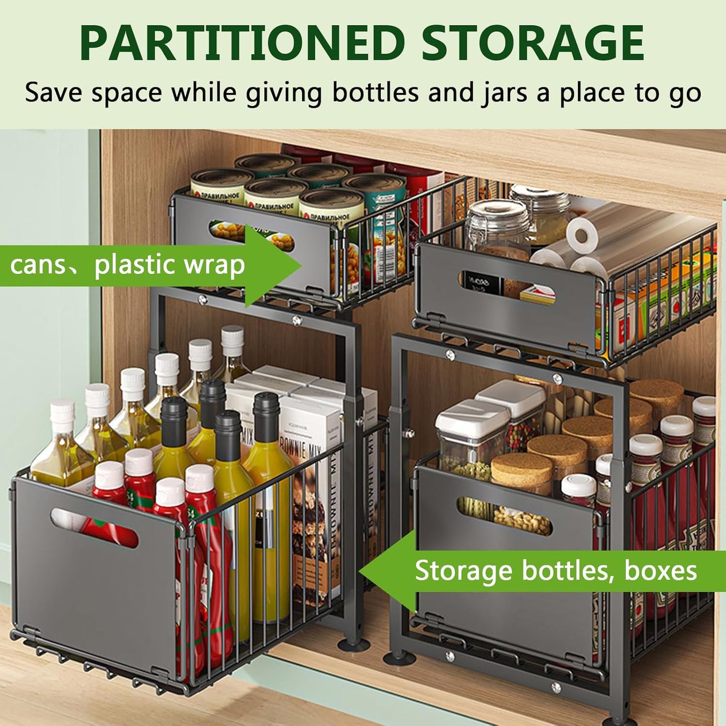 SpaceNet™ Organisateur d'Armoire 2 Niveaux avec Tiroirs Coulissants – Gain d’Espace Intelligent