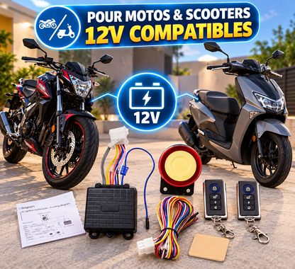 Alarme Antivol 12V pour Moto & Scooter avec Télécommandes
