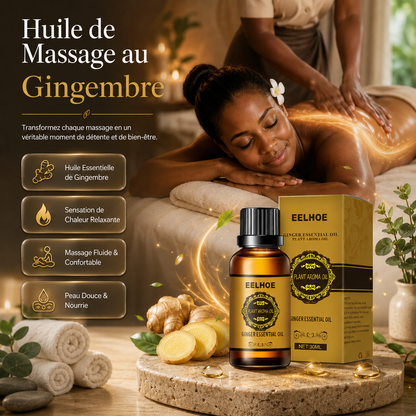 GingerFlow™ Huile de Massage au Gingembre | Soin Bien-Être Corps & Massage Relaxant