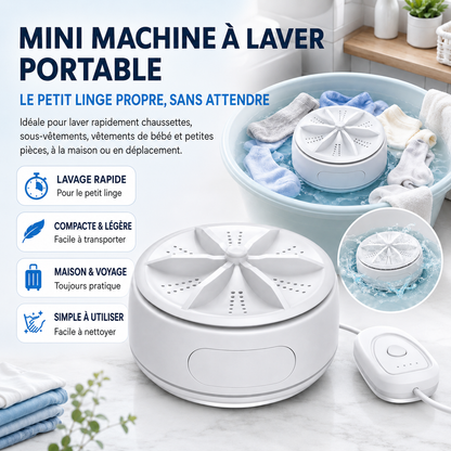 AquaSpin™ Mini Lave-Linge Portable À Turbine Ultrasonique | Lavage Rapide Des Petites Pièces