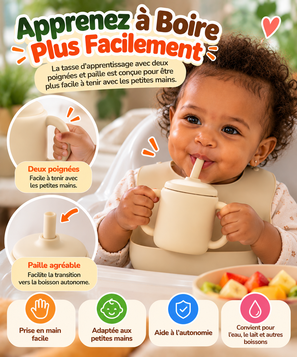 COFFRET REPAS BÉBÉ EN SILICONE – 14 PIÈCES |Tout pour les repas de bébé