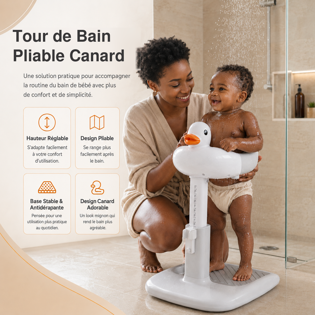 DuckBath™ Tour De Bain Pliable Pour Bébé | Confort, Praticité & Design Canard