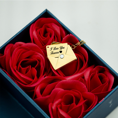 Coffret Cadeau saint valentin  - Roses Éternelles & Collier Enveloppe